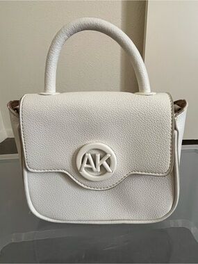 Anne Klein White Pebbled Top-Handle Satchel